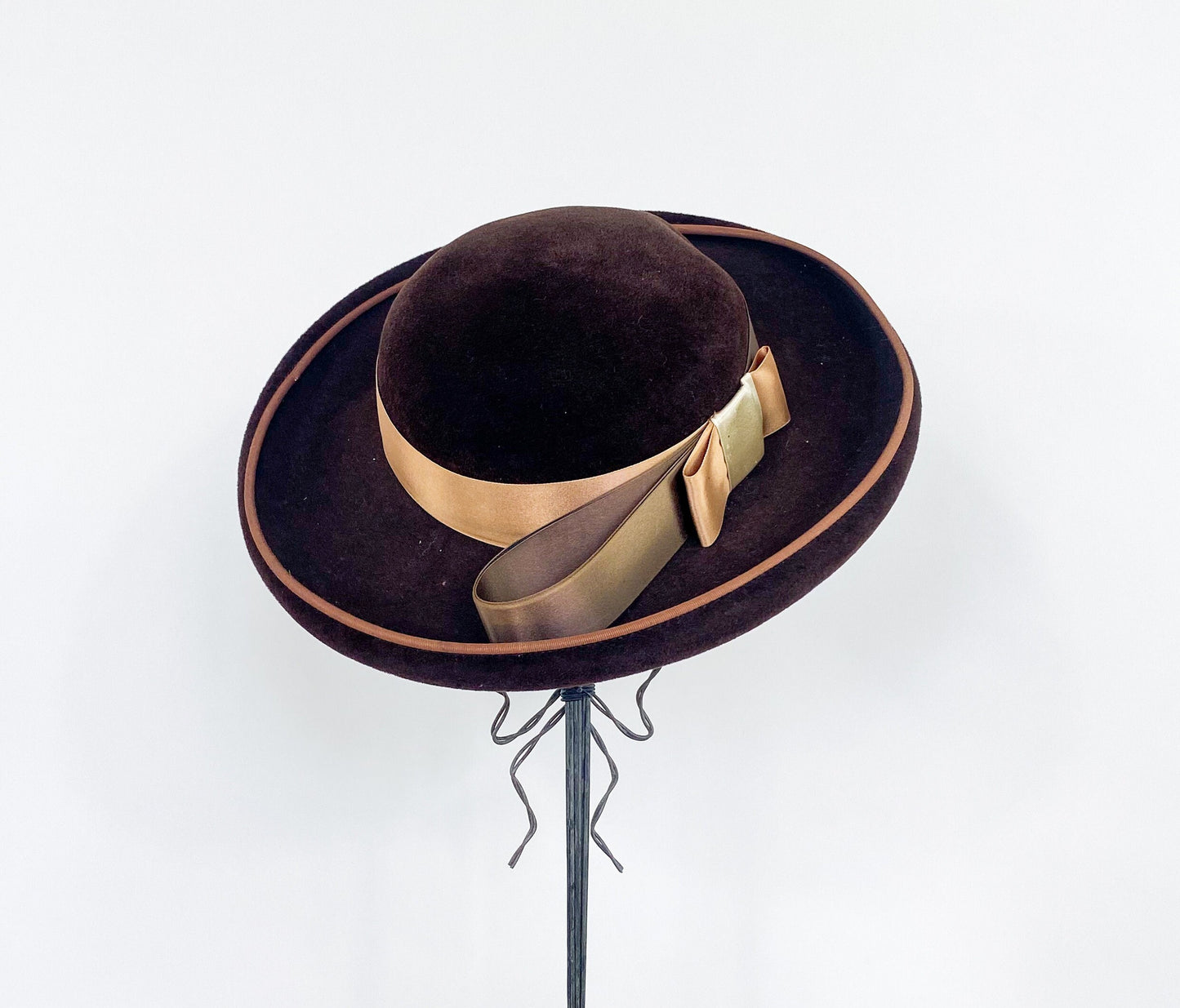 1950s Brown Wool Velour Saucer Hat