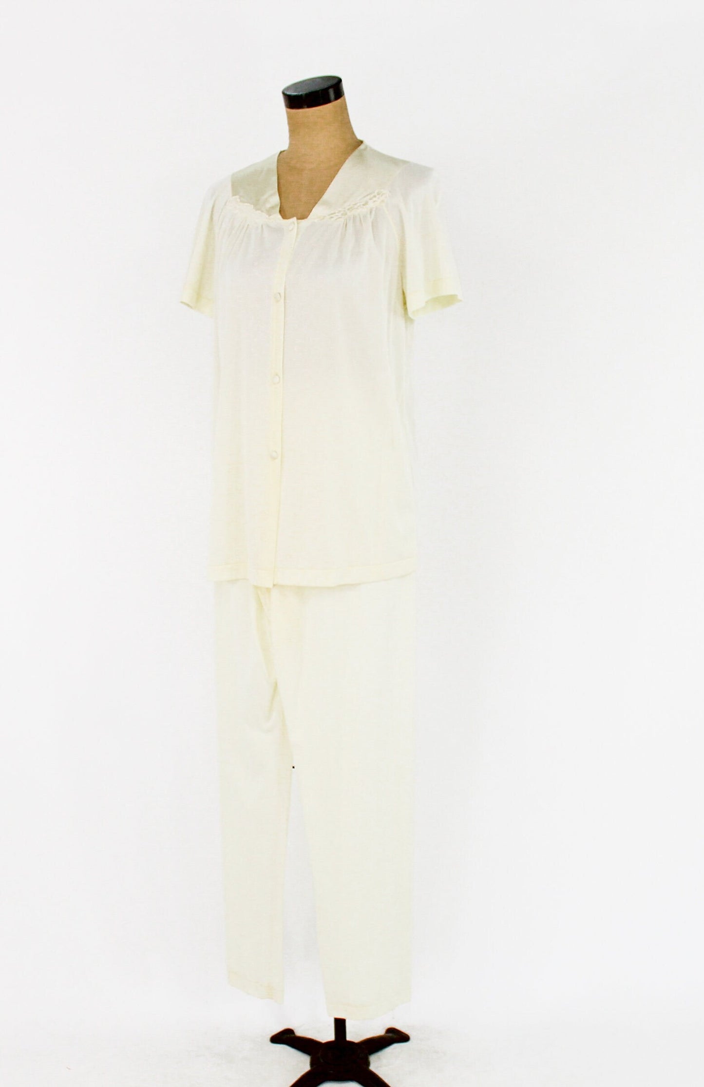 1950s Yellow Nylon Pajama Set | 50s Yellow Pajamas | Vanity Fair | Small