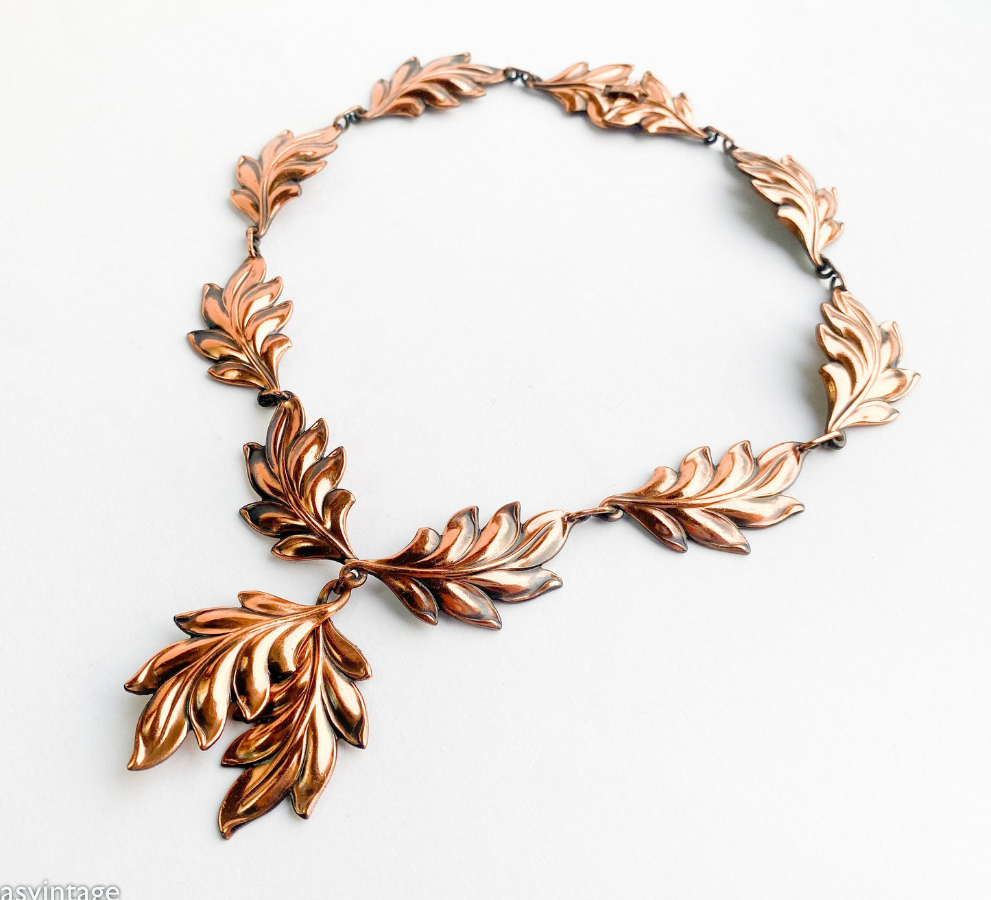 1950s Copper Leaf Necklace | Vintage Pendant Jewelry