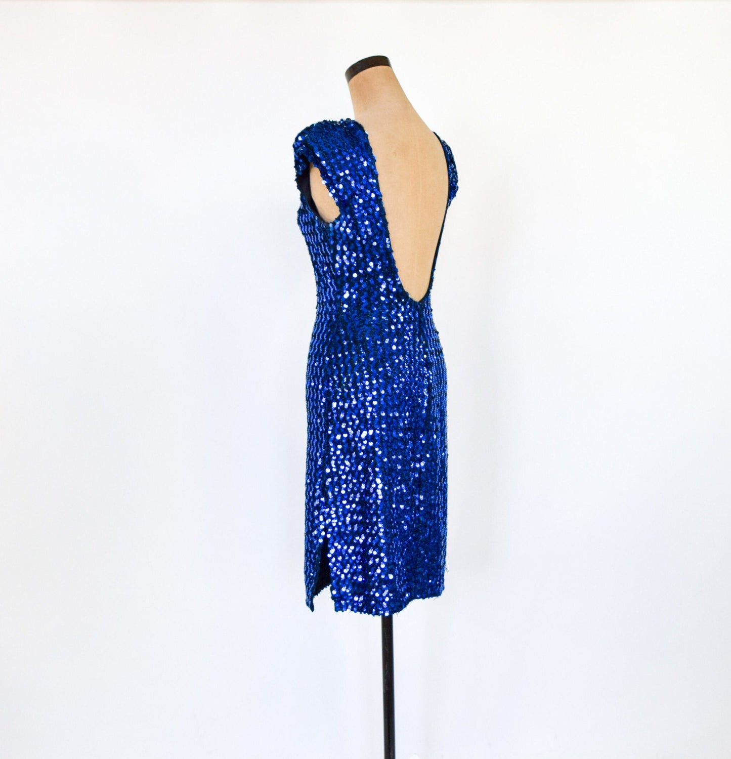 1980s Royal Blue Sequin Party Dress, Medium