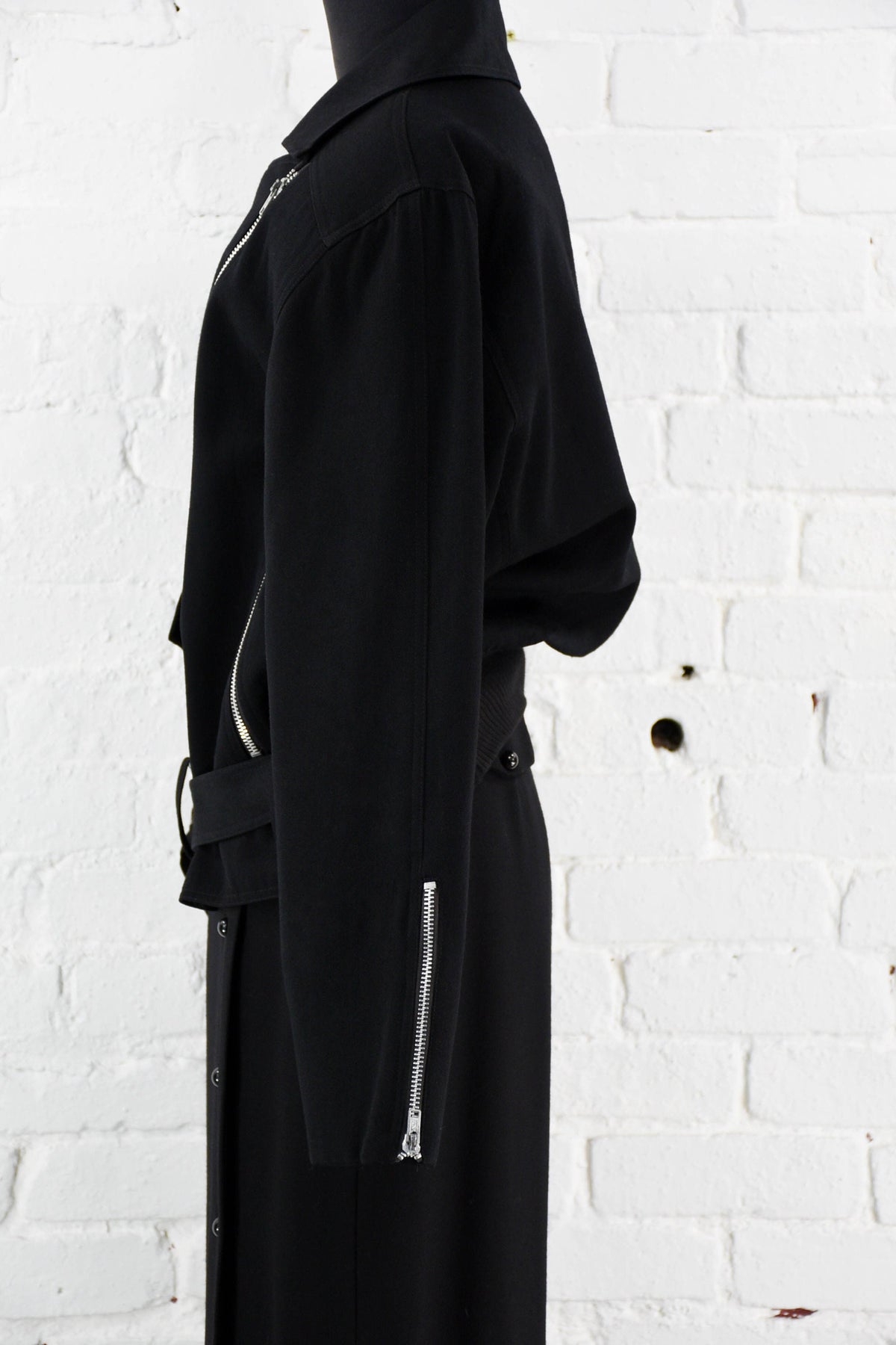 1980s Black Wool Motorcycle Jacket | Theodore Beverly Hills, Belted