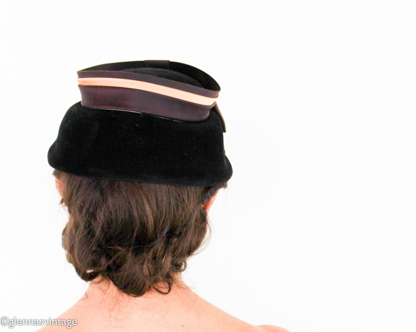 1950s Black Wool Felt Hat with Brown Satin Bow