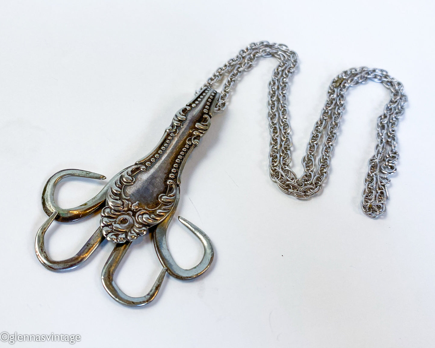 Sterling Silver Fork Pendant | Upcycled Dinner Fork Brooch