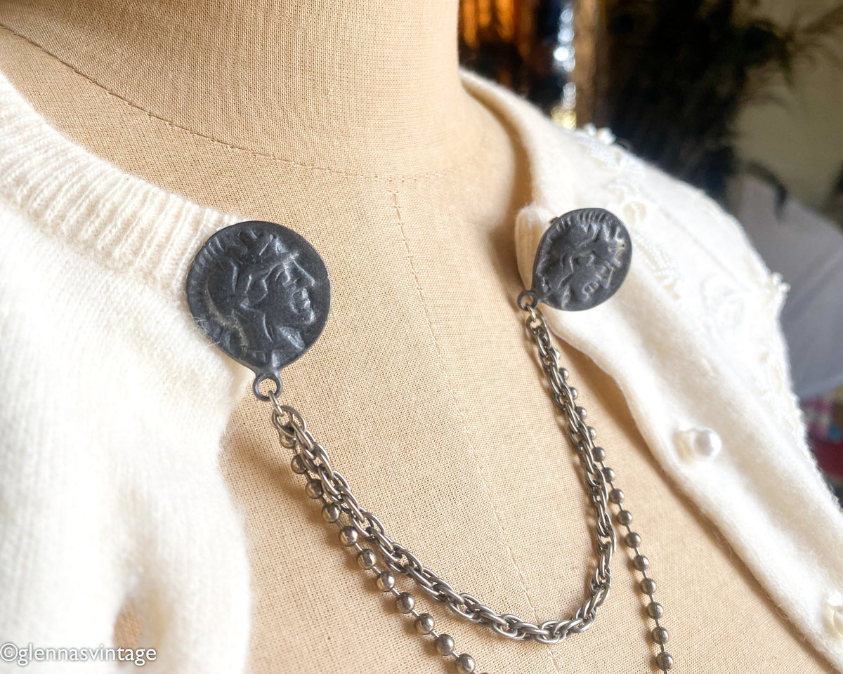 1950s Sweater Guard Pins, Roman Soldier Theme