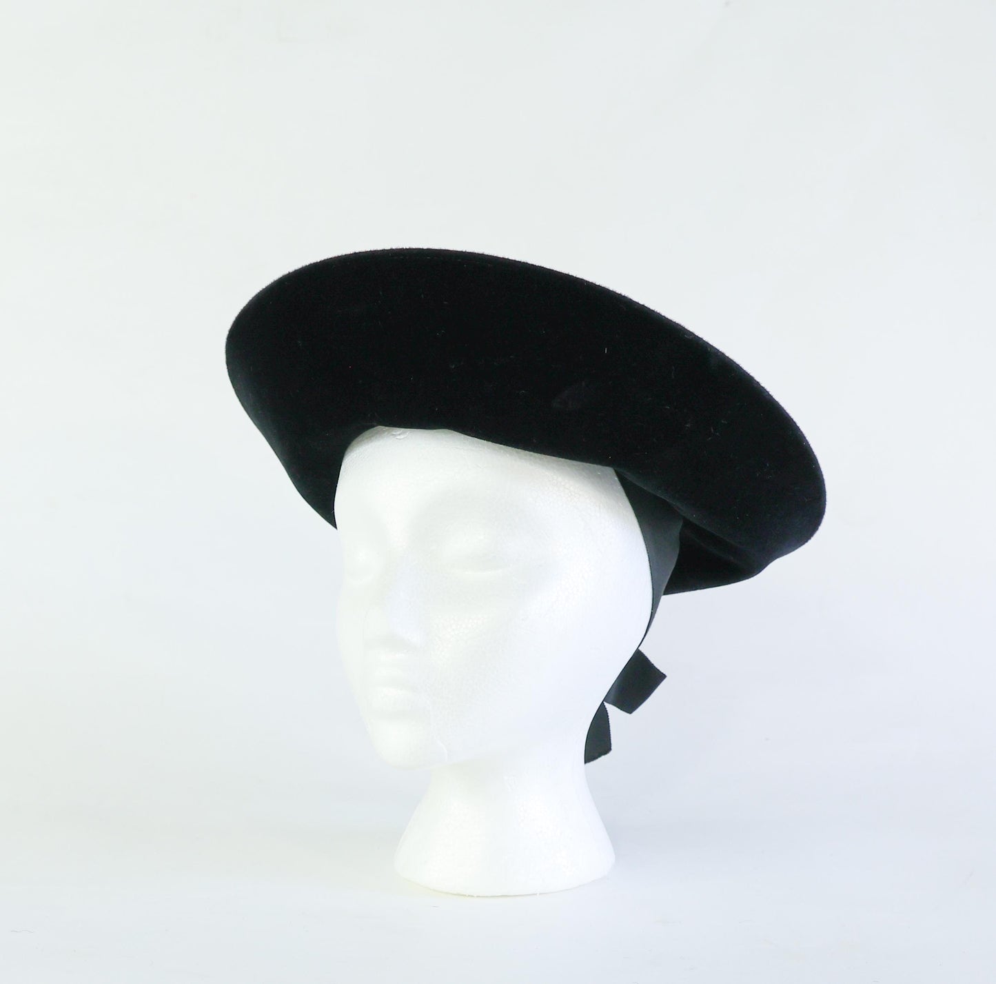 1940s Black Velvet & Wool Felt Hat