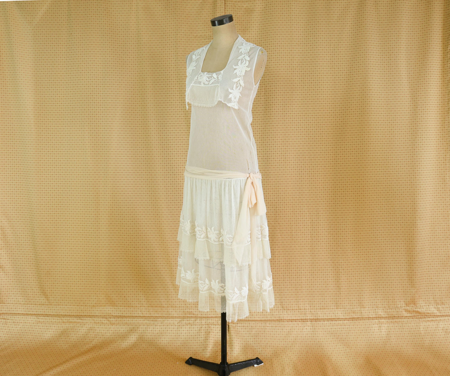 1910s Ivory Tulle Wedding Dress, Extra Small