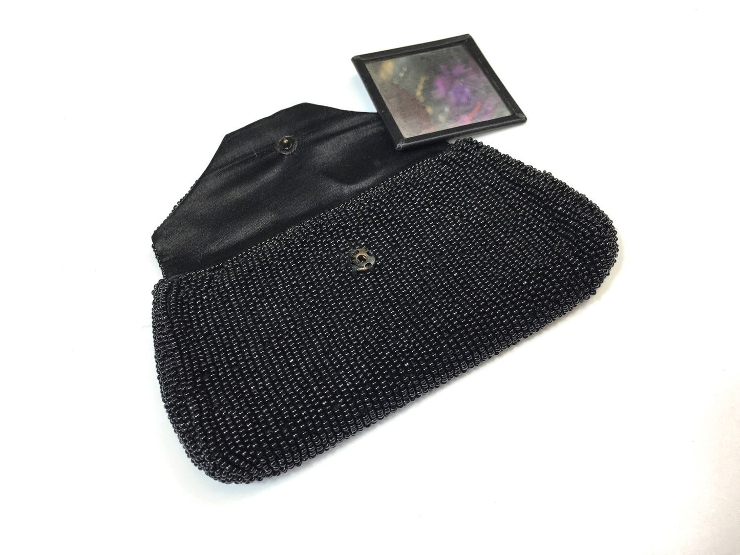 1950s Black Beaded Evening Clutch | Vintage Formal Bag