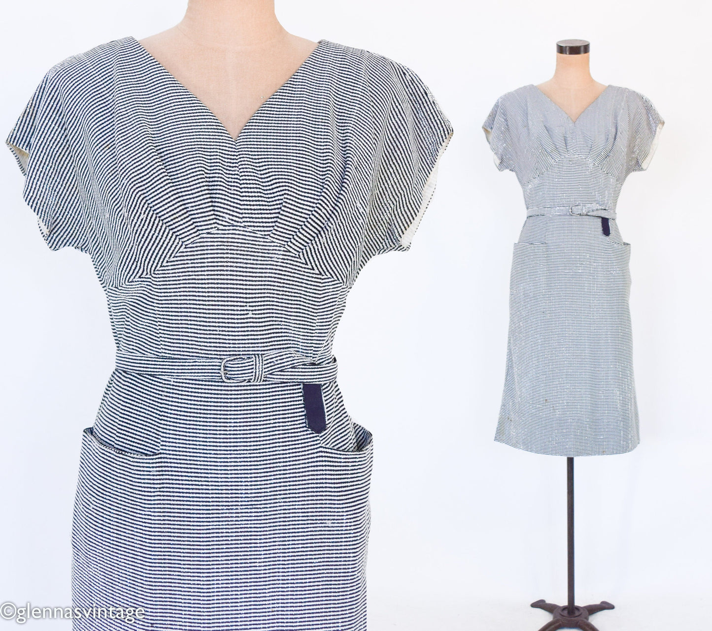 1950s Gray Metallic Sheath Dress, Medium