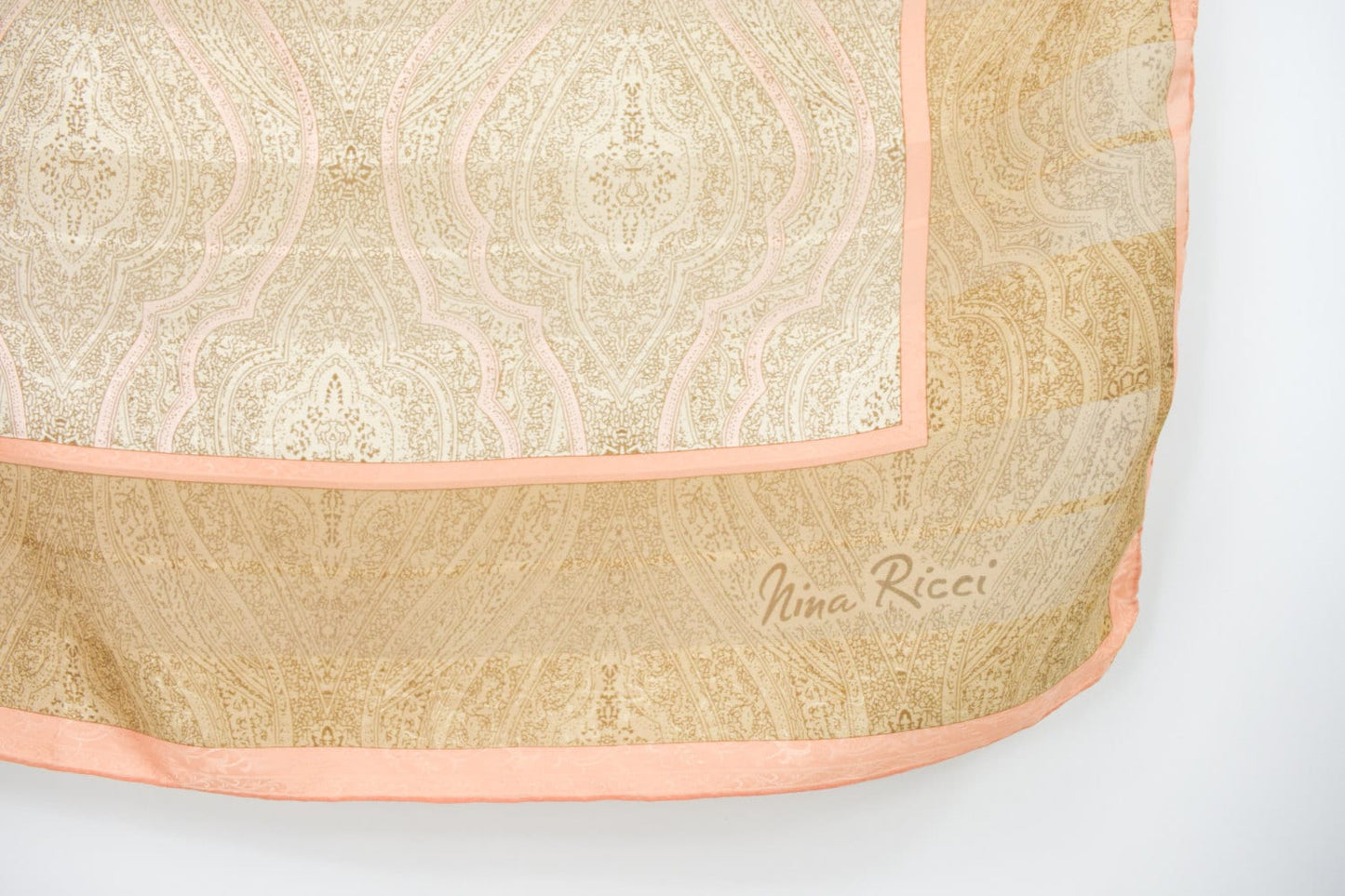 1980s Nina Ricci Beige & Pastel Striped Silk Scarf Headscarf