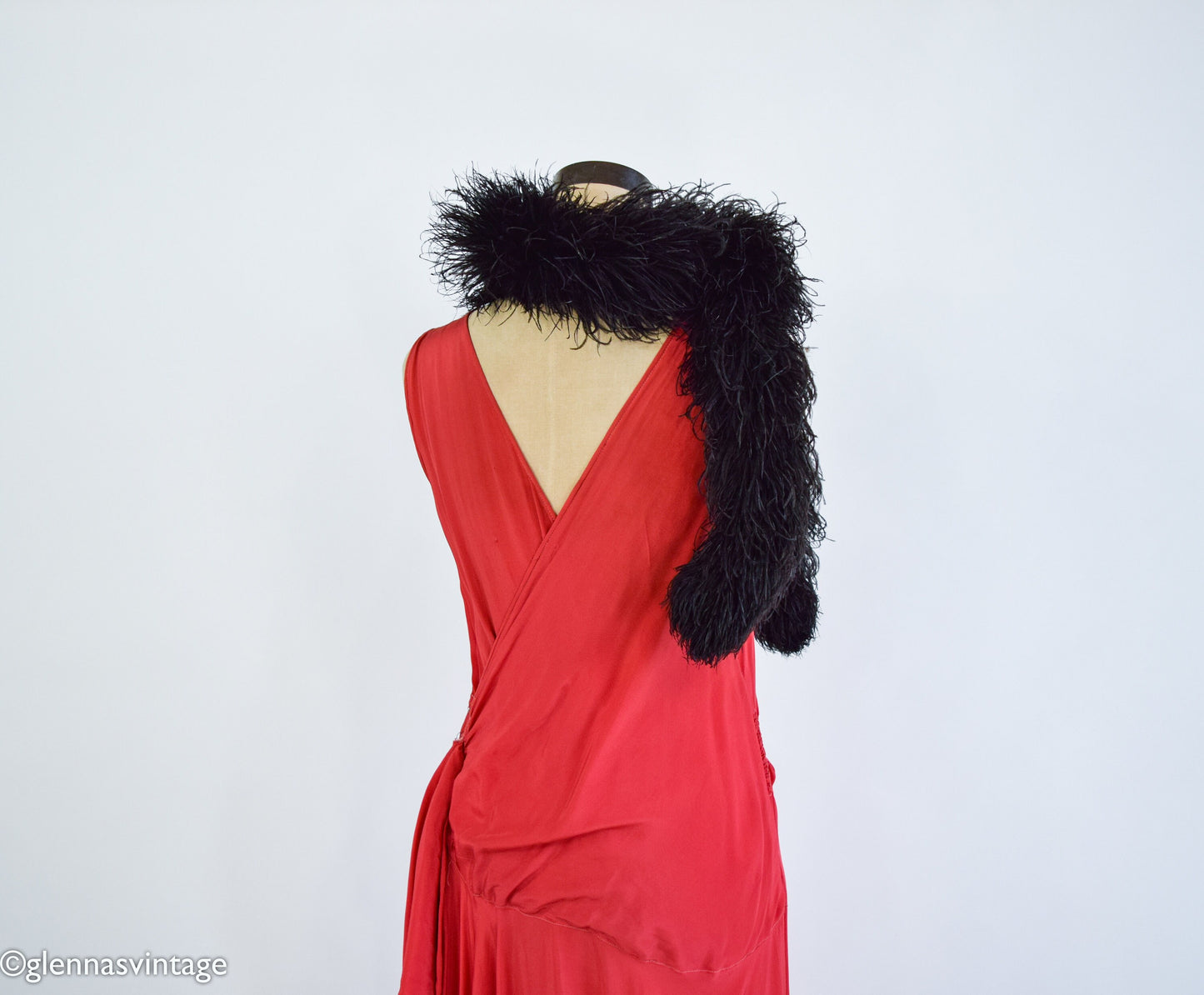 1900s Rare Black Ostrich Feather Stole, Edwardian Era Scarf