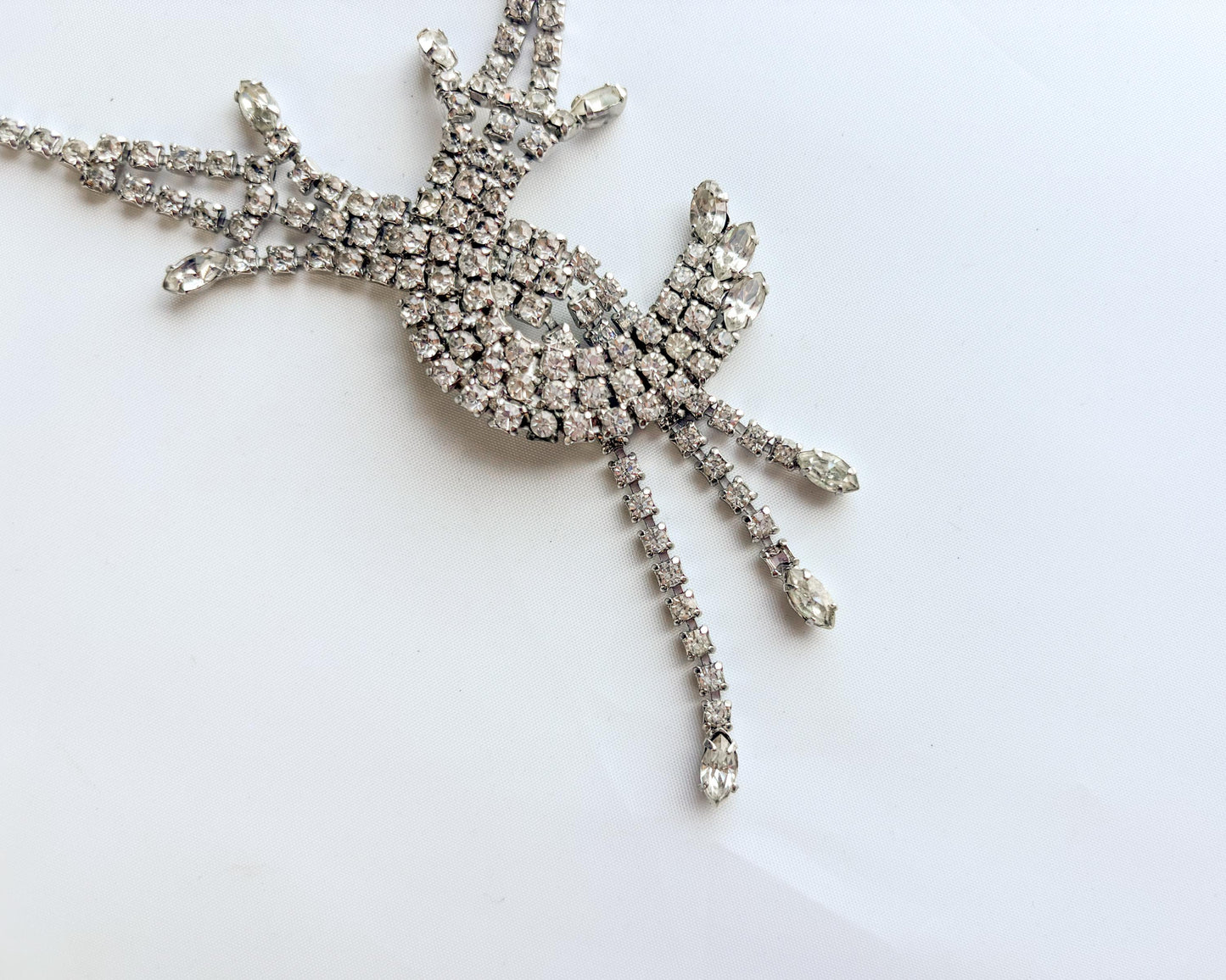 1940s Rhinestone Necklace | Starburst Rhinestone Pendant
