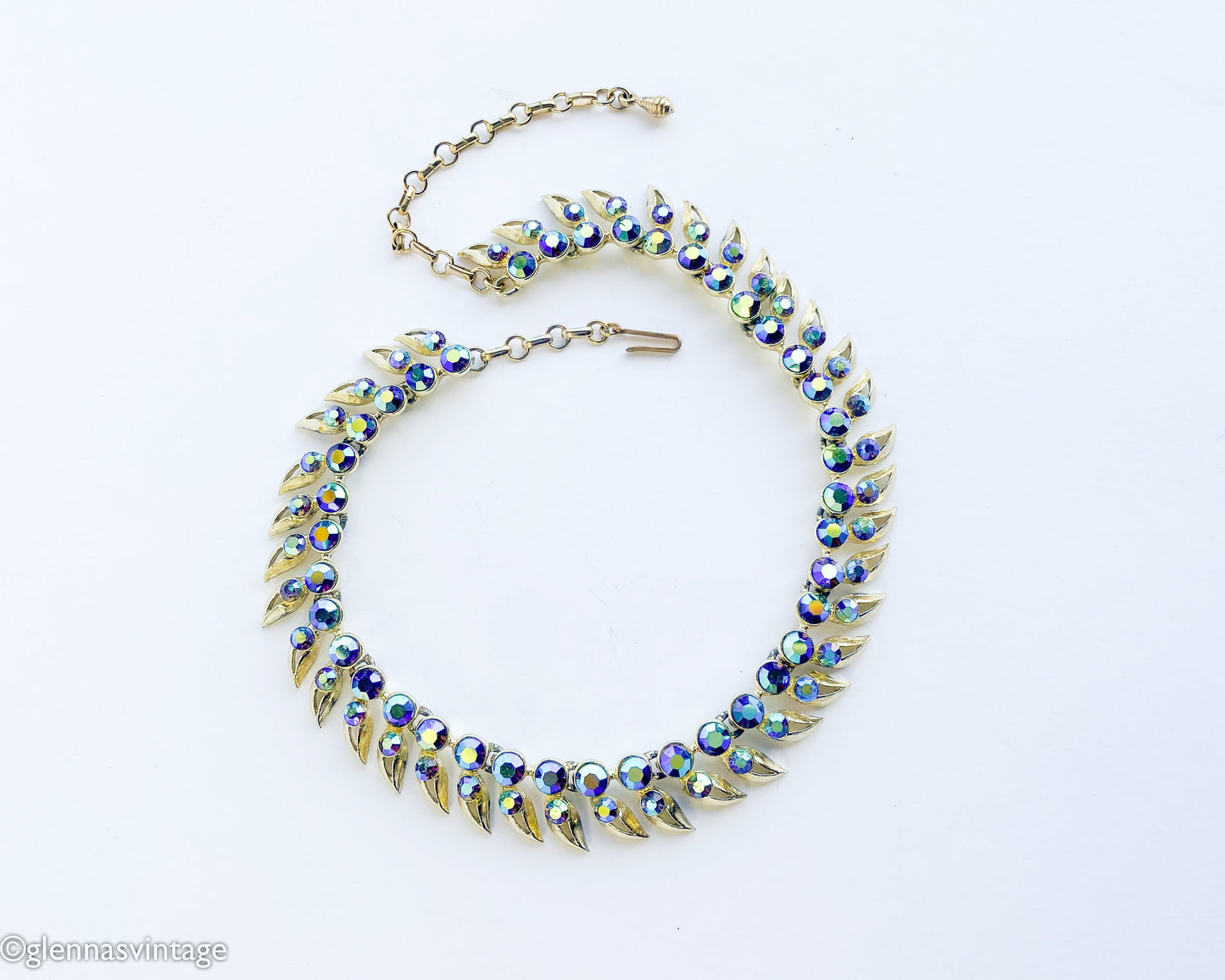Kramer | 1950s Rhinestone Necklace | 50s Aurora Borealis Necklace | Kramer