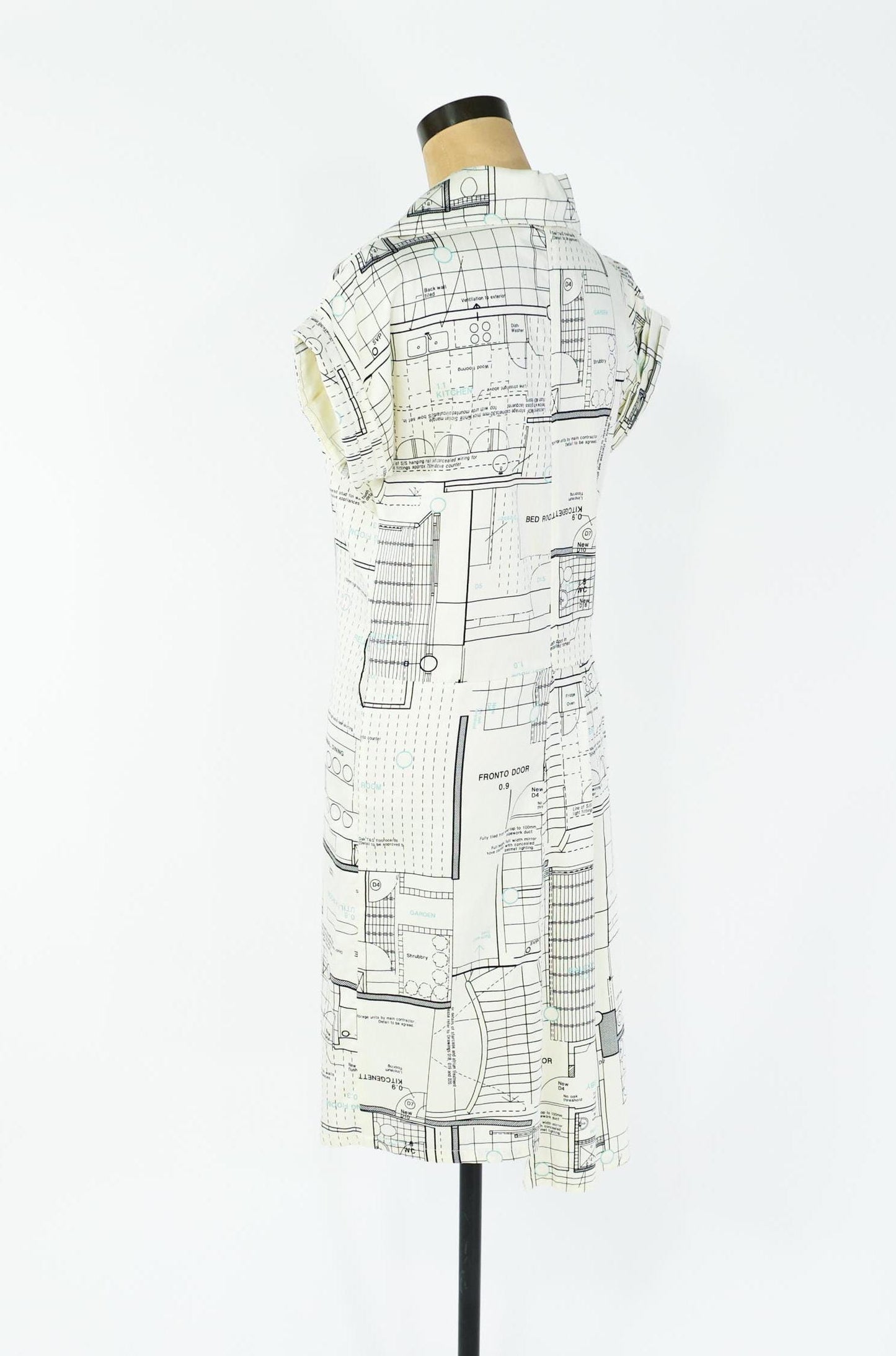 1990s Architect Print Dress | Cotton Sateen, Medium