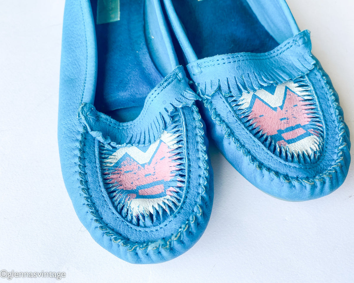 1980s Candie's Turquoise Suede Loafers | Moccasin Style | US 8.5