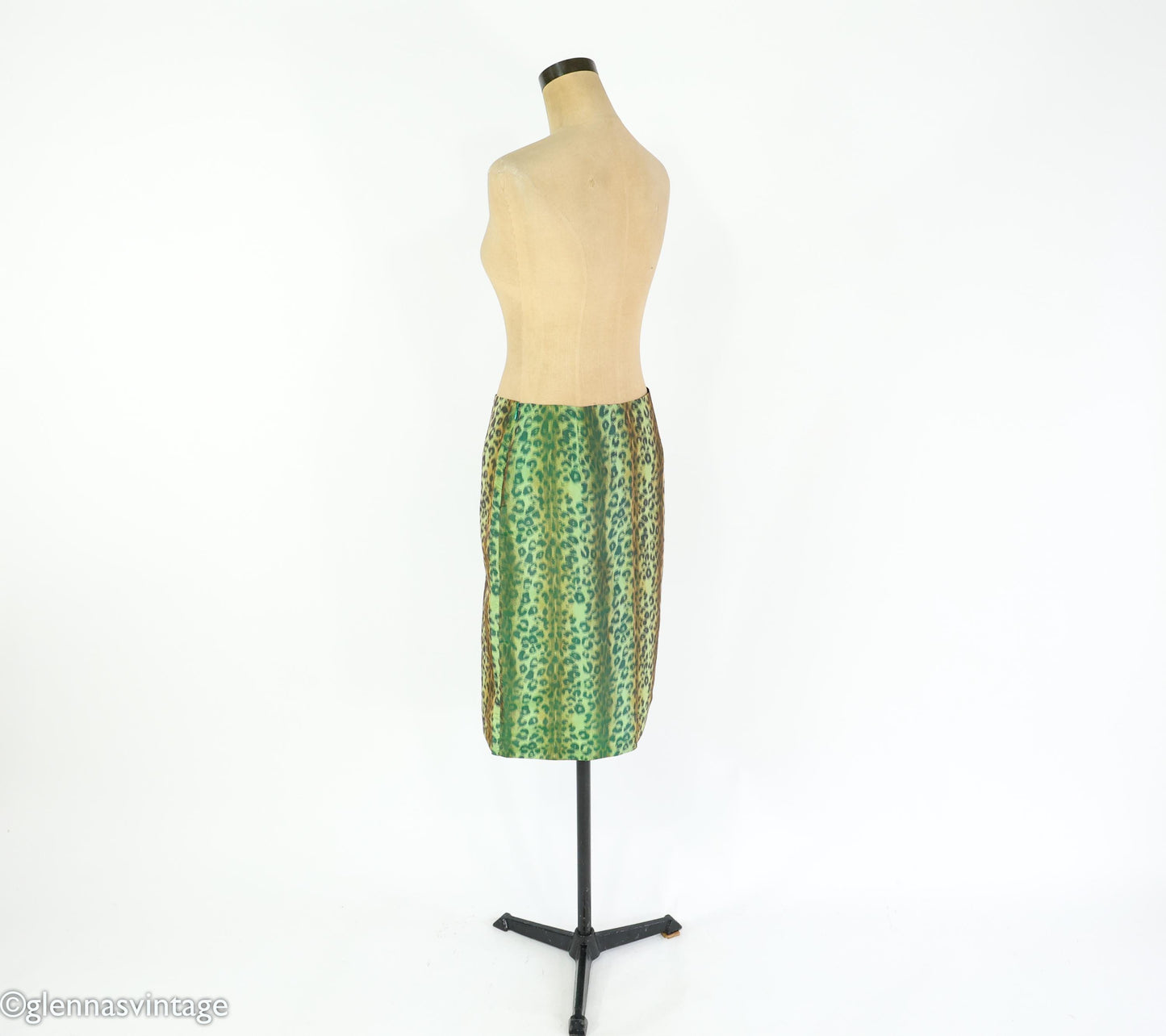 1990s Green Animal Print Skirt | Green Pencil Skirt, Medium