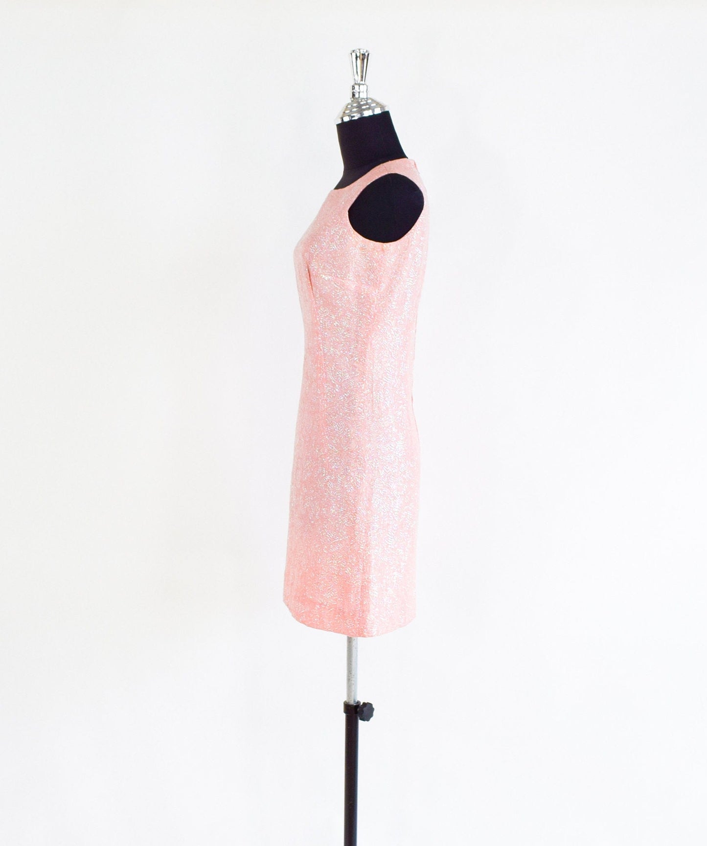 1960s Metallic Pink Mini Dress | 60s Bubblegum Pink Shift Dress | Twiggy Dress | XS