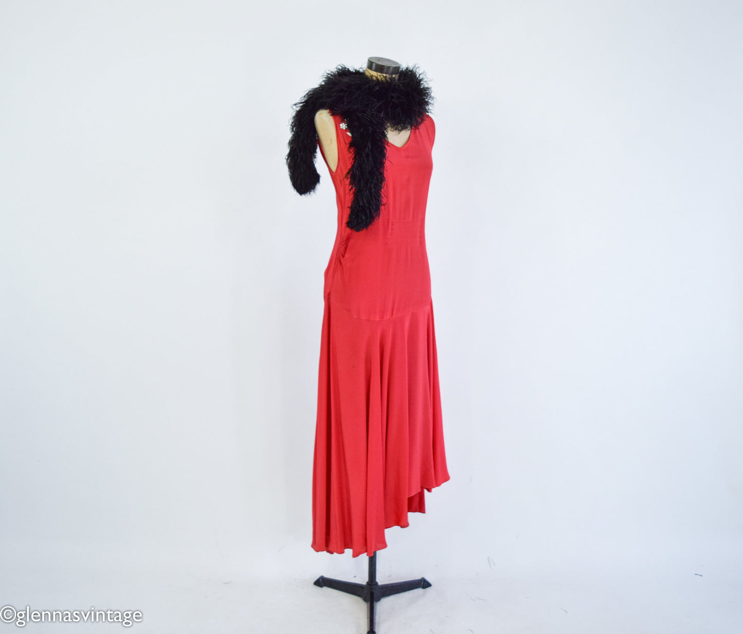 1900s Rare Black Ostrich Feather Stole, Edwardian Era Scarf