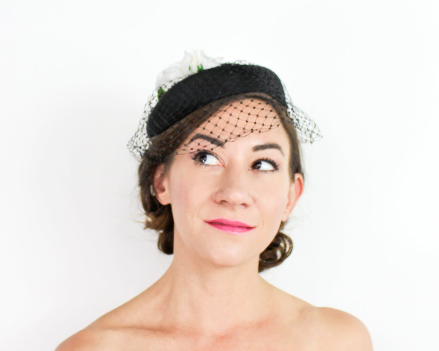 1950s Black Woven Raffia Ring Hat