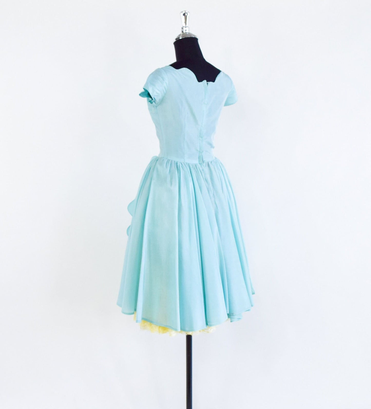 1950s Turquoise Blue Taffeta Party Dress, Extra Small