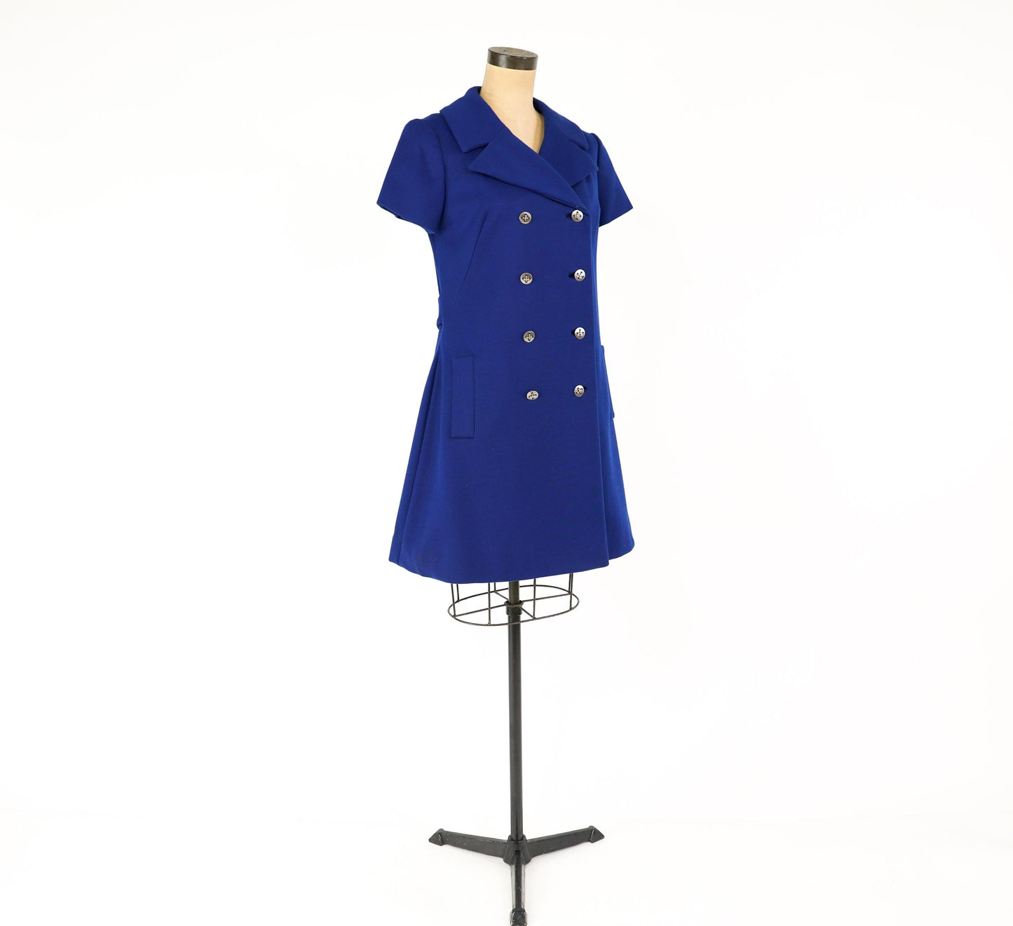 1960s Navy Blue Wool Dress | Navy Knit Shift,  Large
