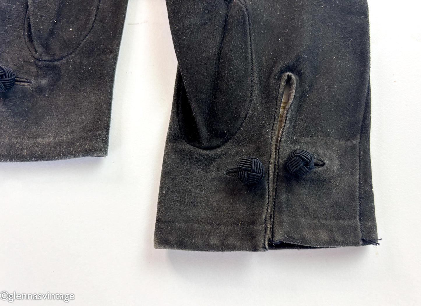 Hermès Black Suede Gloves, Size 7