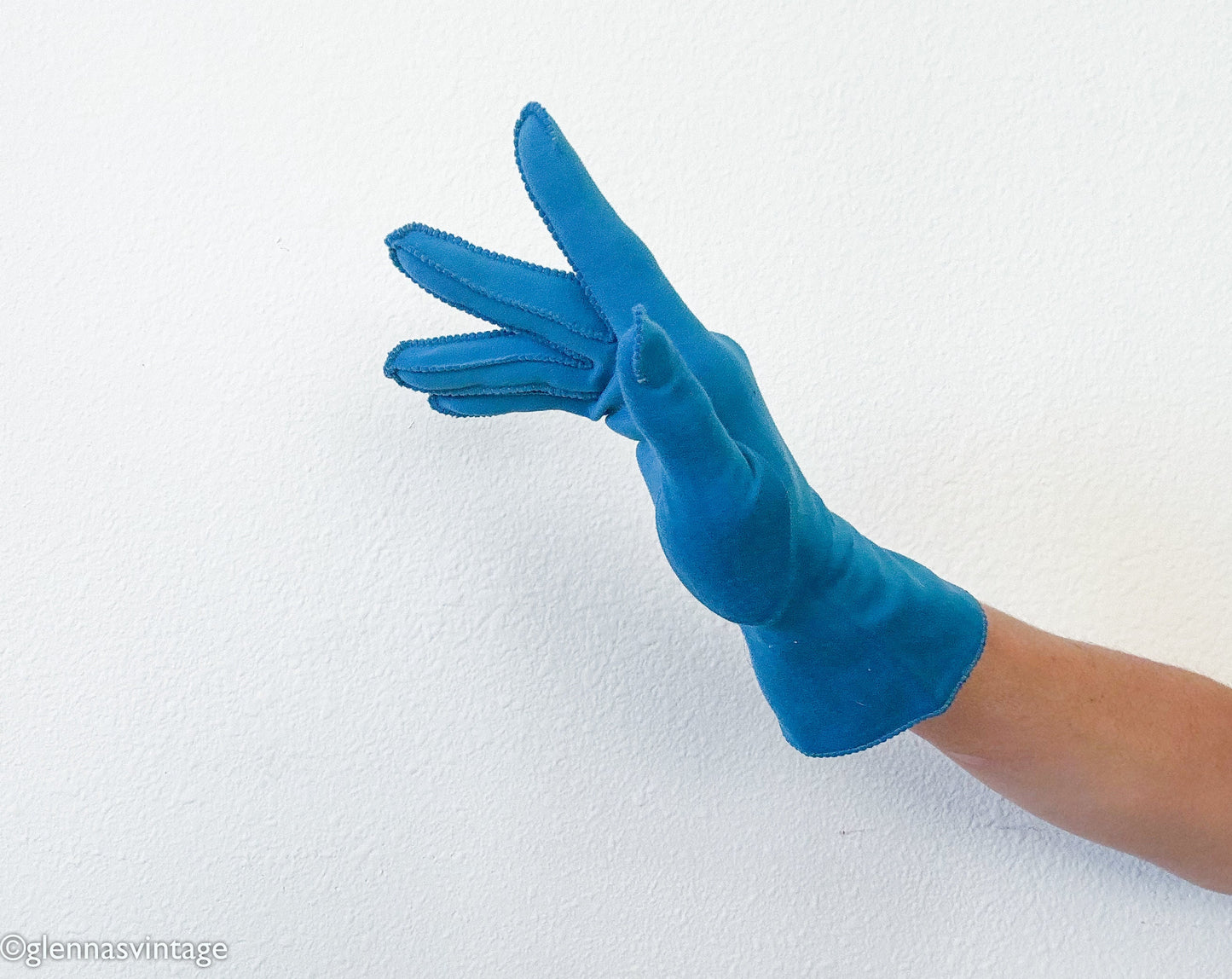 1950s Blue Aqua Gloves, Small