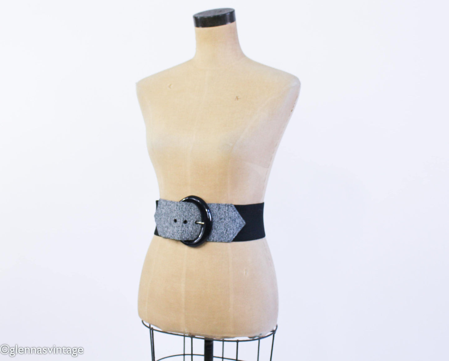1990s Blue Denim & Black Stretch Belt, Medium