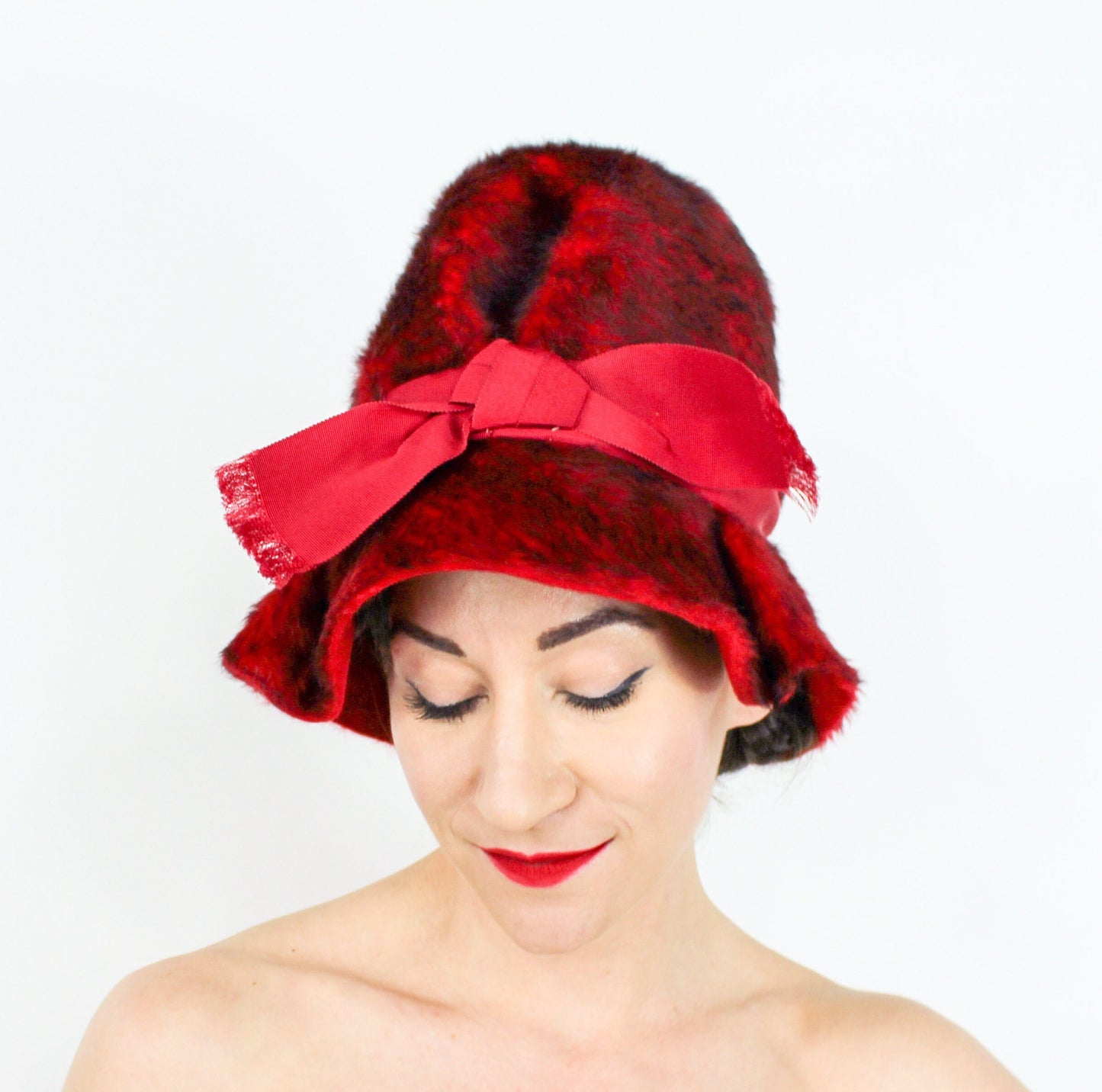 1960s Red Mohair Hat,  Mr John Jr