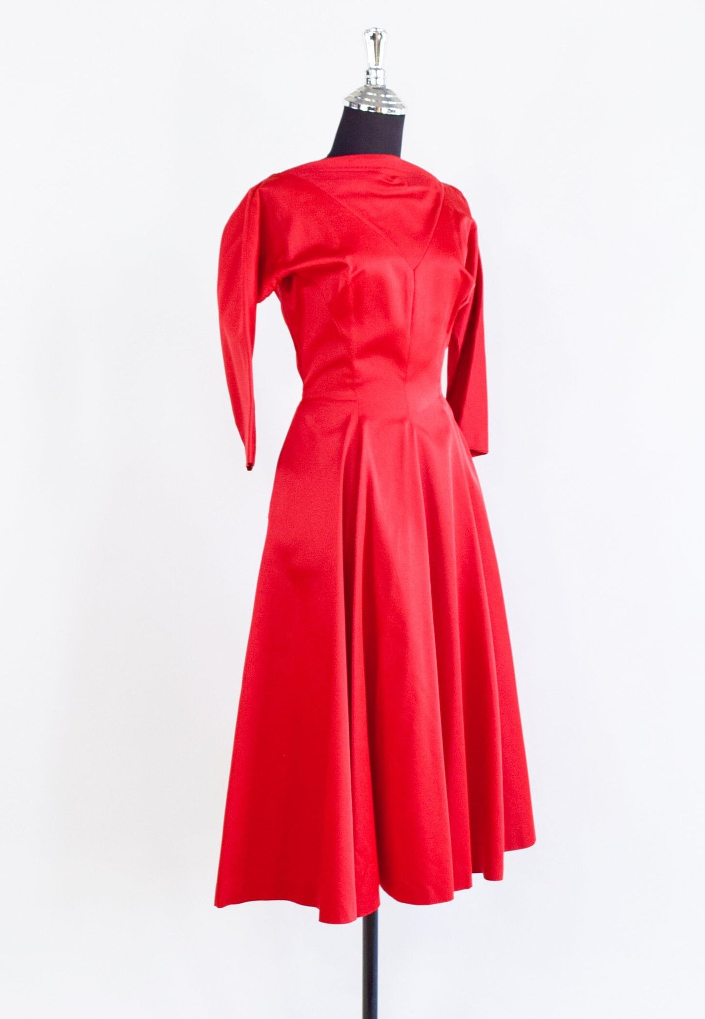 1950s Red Satin Party Dress | 50s Red Satin Cocktail Dress | Jonny Herbert | Small
