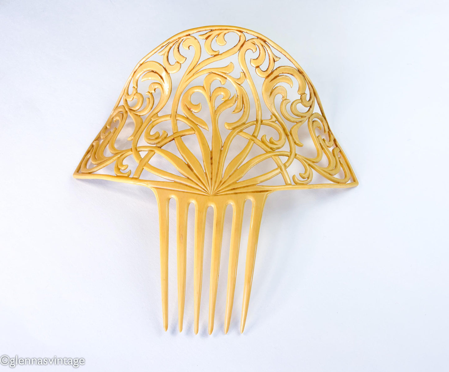 1920s Art Deco Hair Ornament | Celluloid Spanish Style Hair Comb