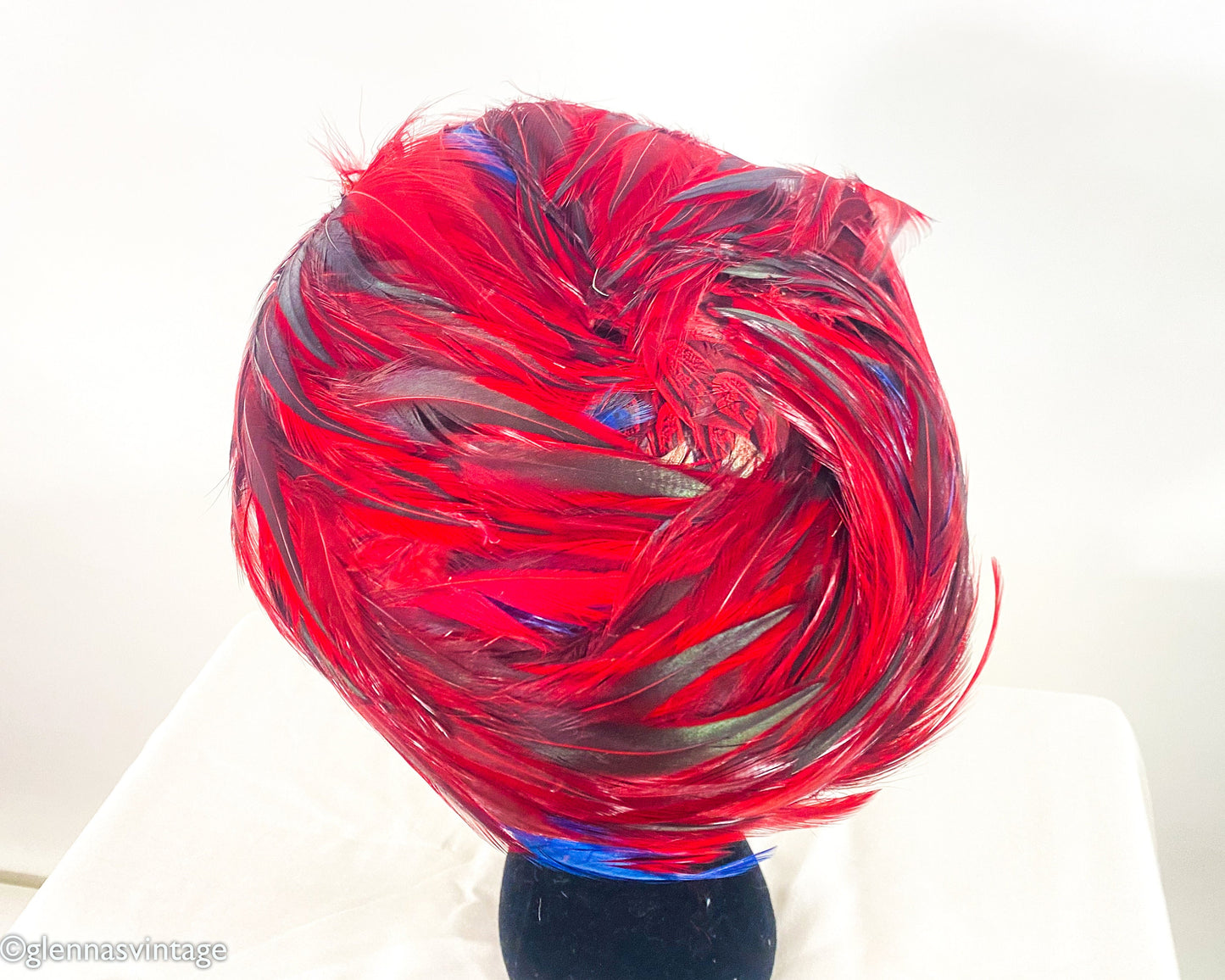 1950s Red Feather Saucer Hat