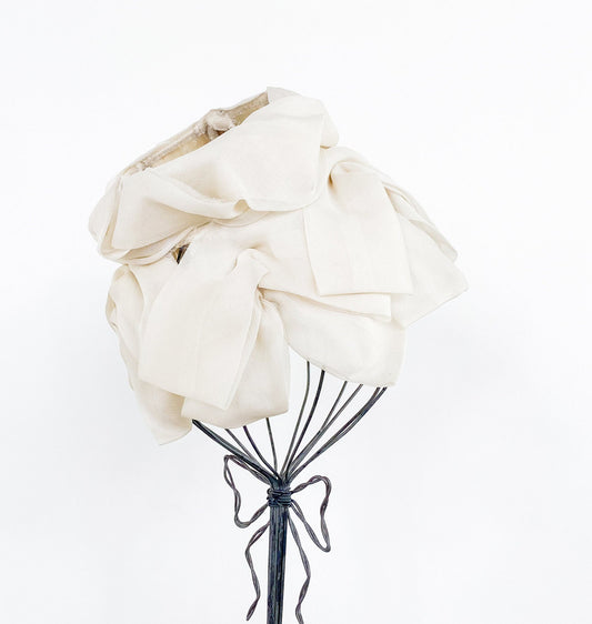 1960s Beige Chiffon Petals Hat