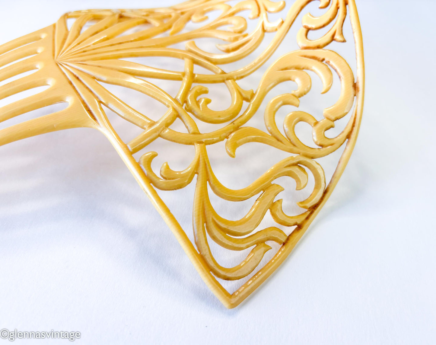 1920s Art Deco Hair Ornament | Celluloid Spanish Style Hair Comb