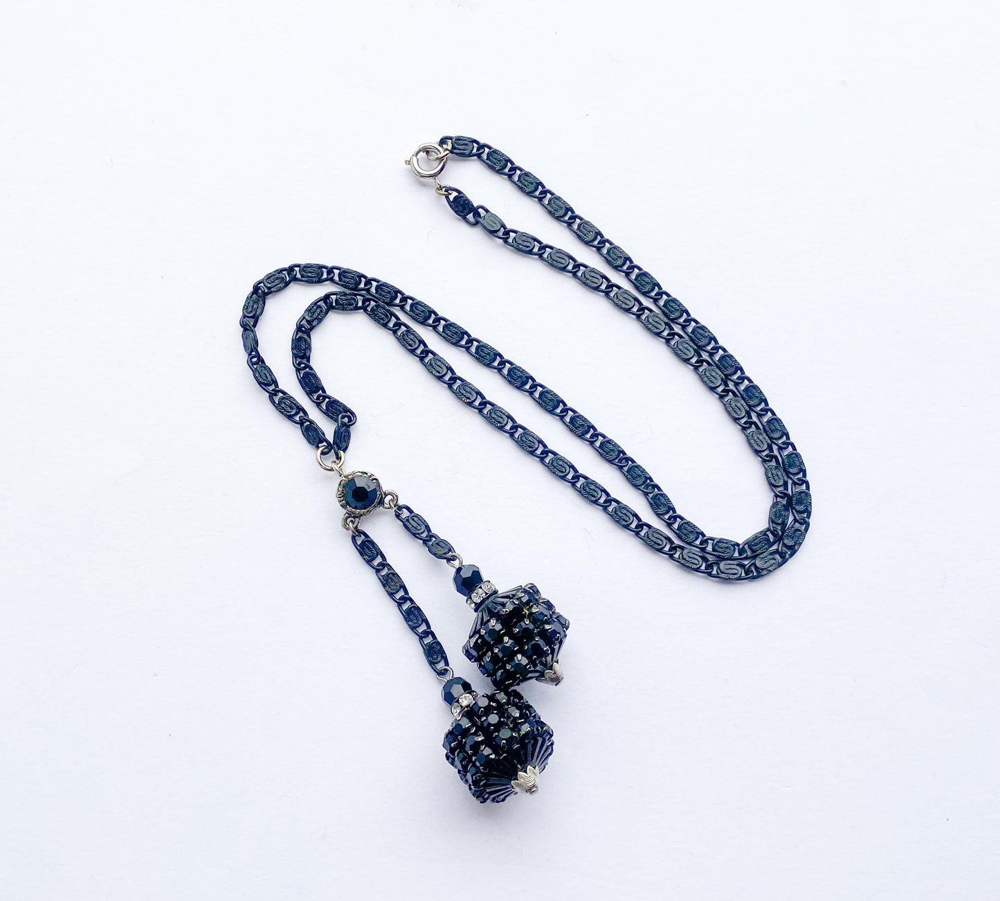 1950s Black Bolo Necklace | Vintage Rhinestone Pendant