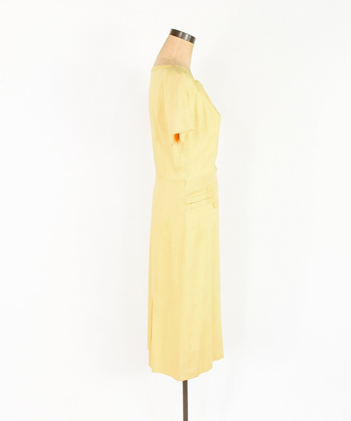 1950s Yellow Linen Dress | 50s Butter Yellow Linen Dress | Bombshell | Pin Up | Paul Parnes | Medium