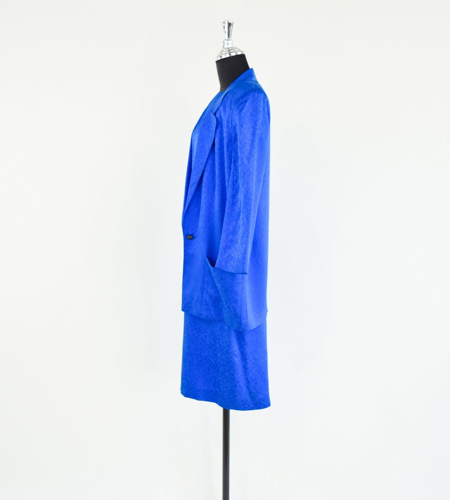 1980s Royal Blue Silk Dress Suit, Liz Claiborne, Petites Size 4