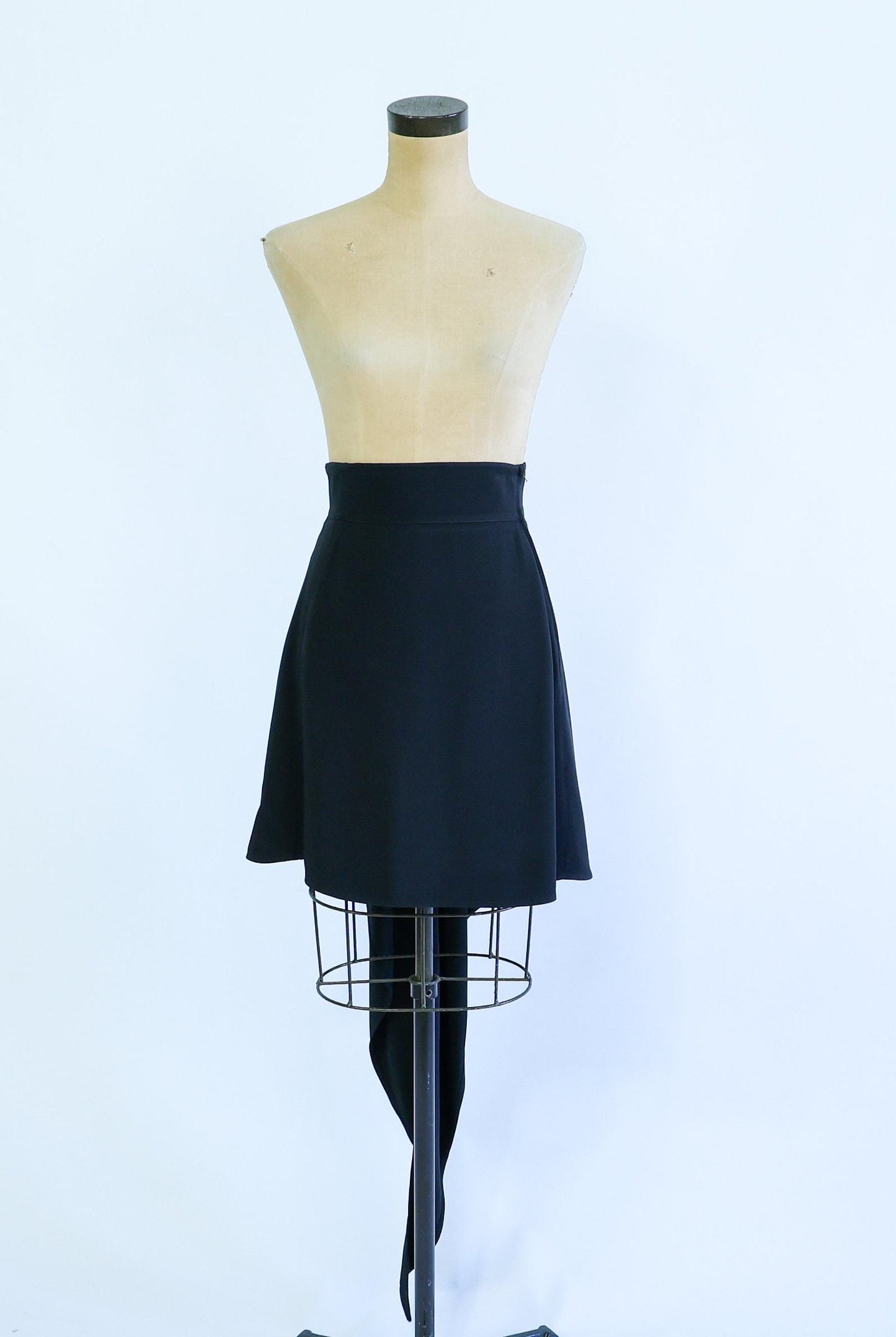 Claude Montana | 1990s Black Designer Skirt | 90s Black Evening Skirt With Tails | Claude Montana Paris | Size 42
