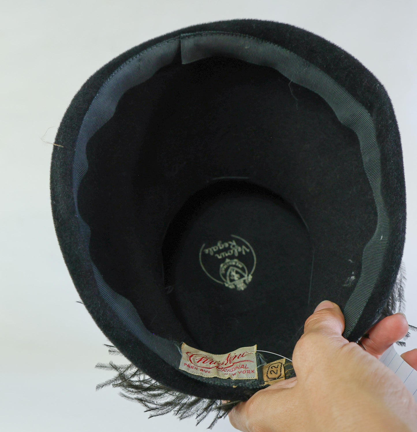 1950s Black Wool Feather Tilt Hat