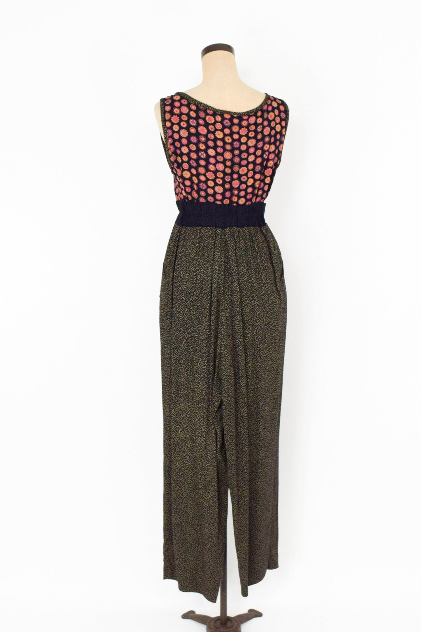 1980s Brown Print 3-Piece Suit, Top Pants Jacket Set, Medium