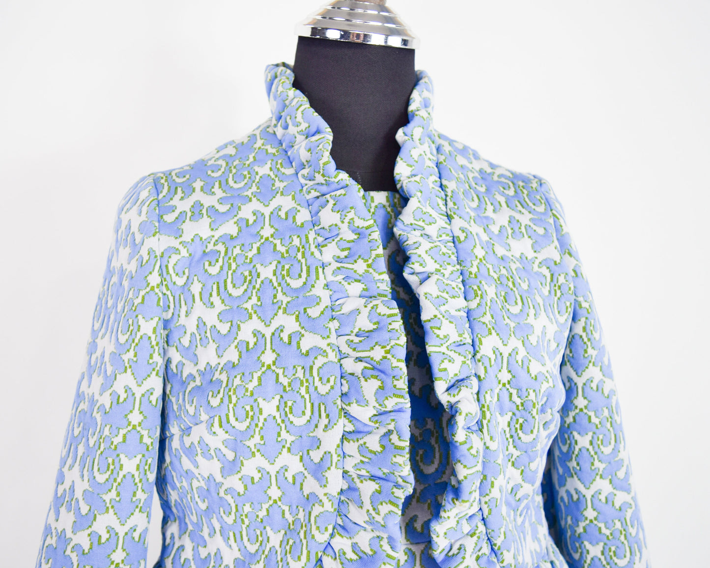 1970s Blue Floral Maxi Dress & Jacket | 70s Sky Blue Maxi Dress Set |  BELFRY | Medium