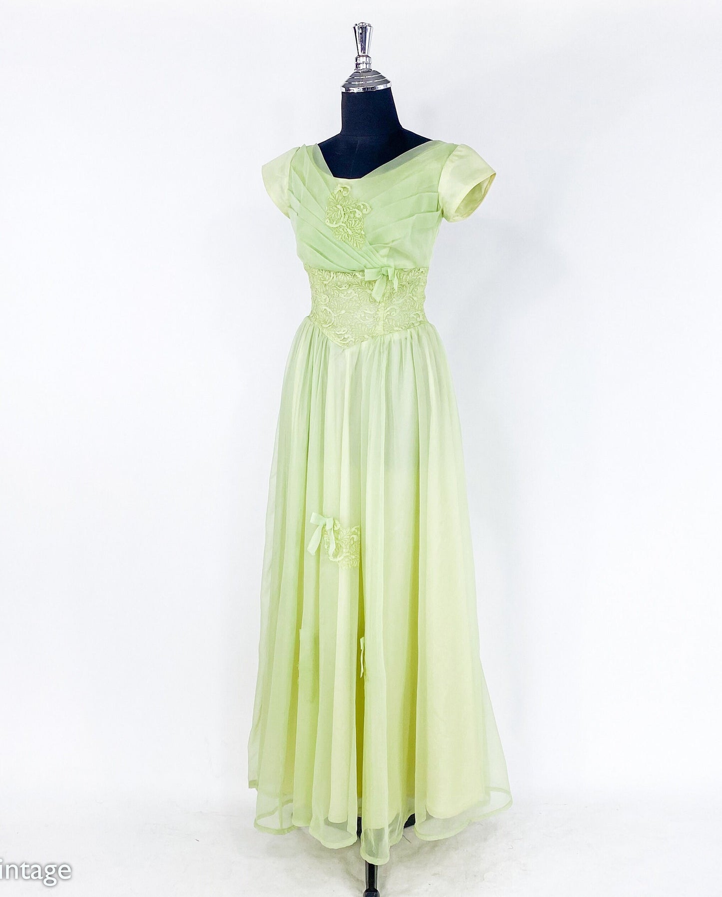 1950s Lime Green Evening Dress, Small