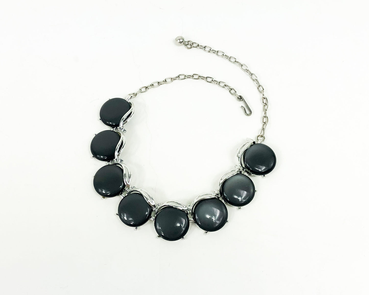 1960s Gray Lucite Circles Necklace | 60s Gray Lucite Circles Choker