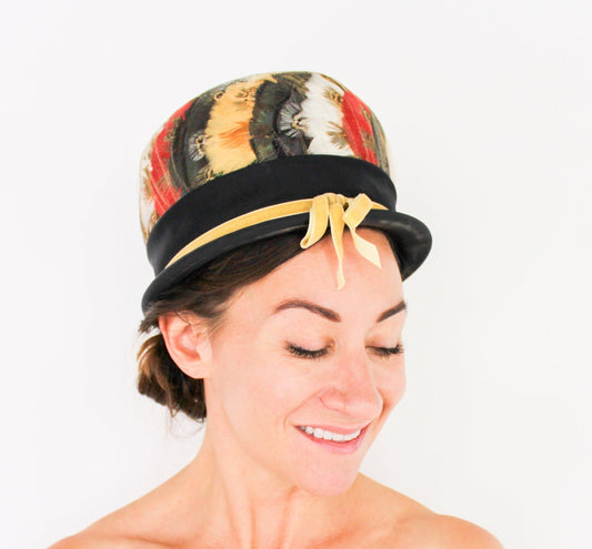 1960s Feather High Crown Bubble Hat