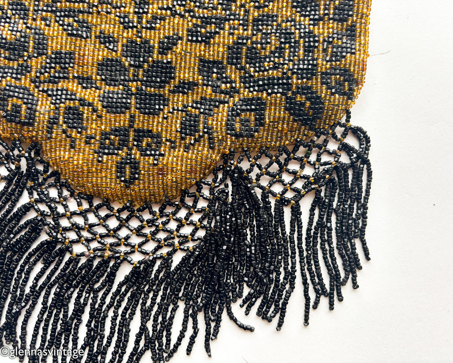 1900 Colorful Floral Beaded Purse | Brown & Black Beaded Bag