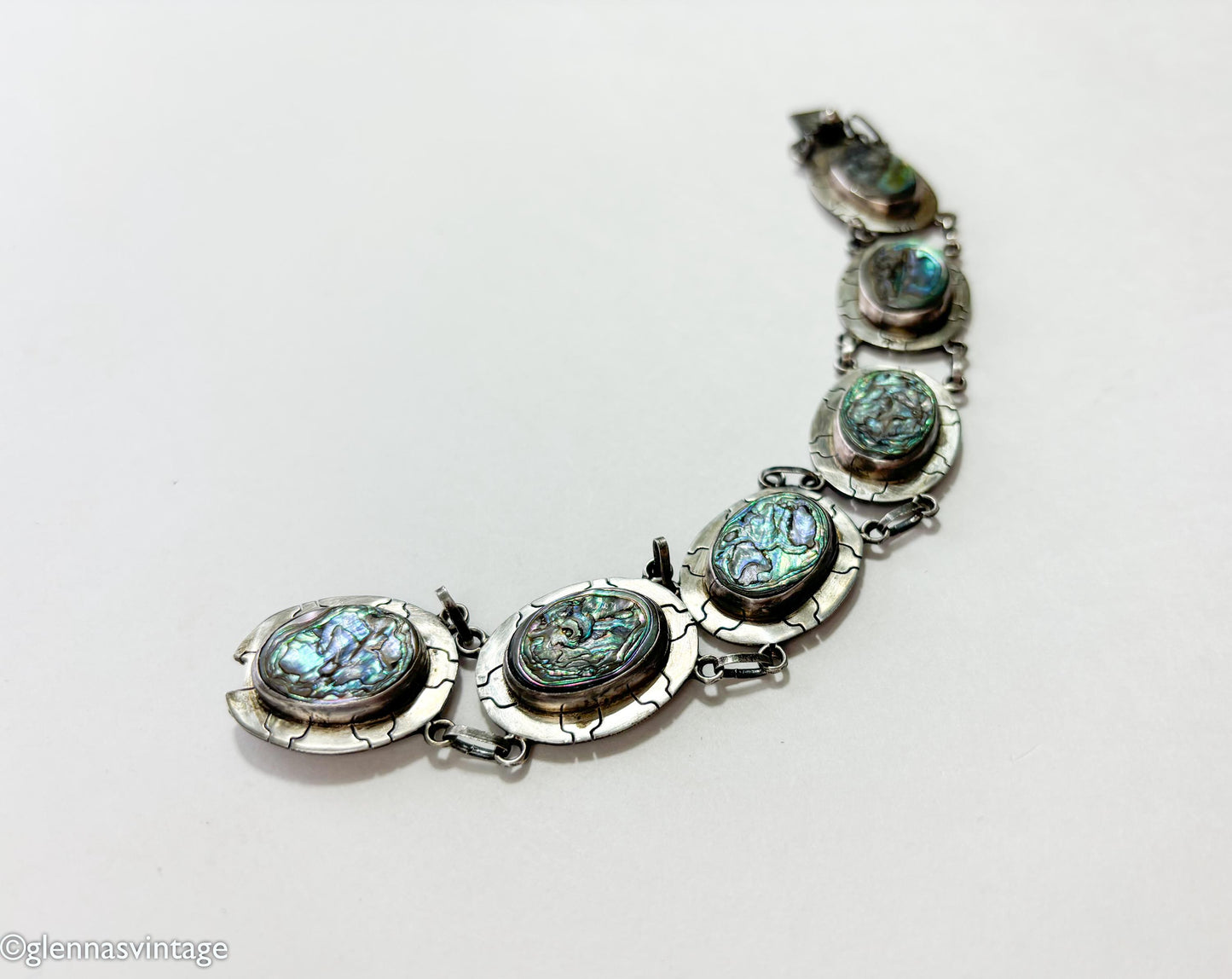 1950s Mexican Sterling Silver Abalone Bracelet