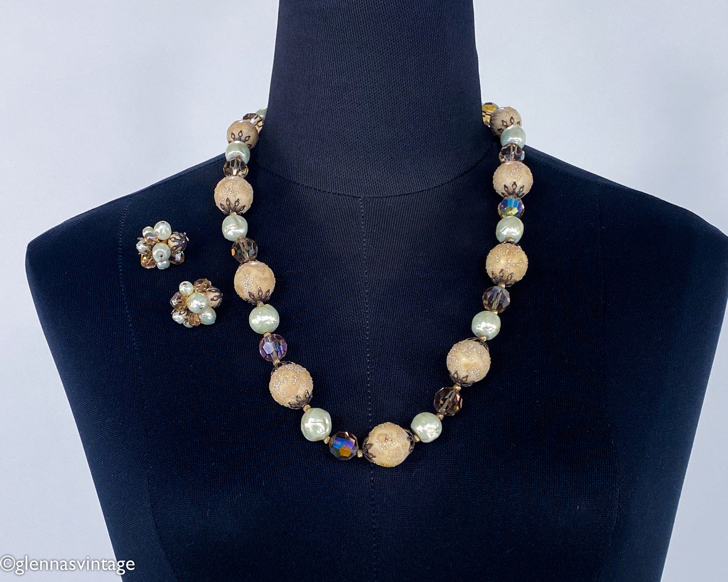 1950s Bead & Crystal Necklace Set, Vendomé Jewelry Set