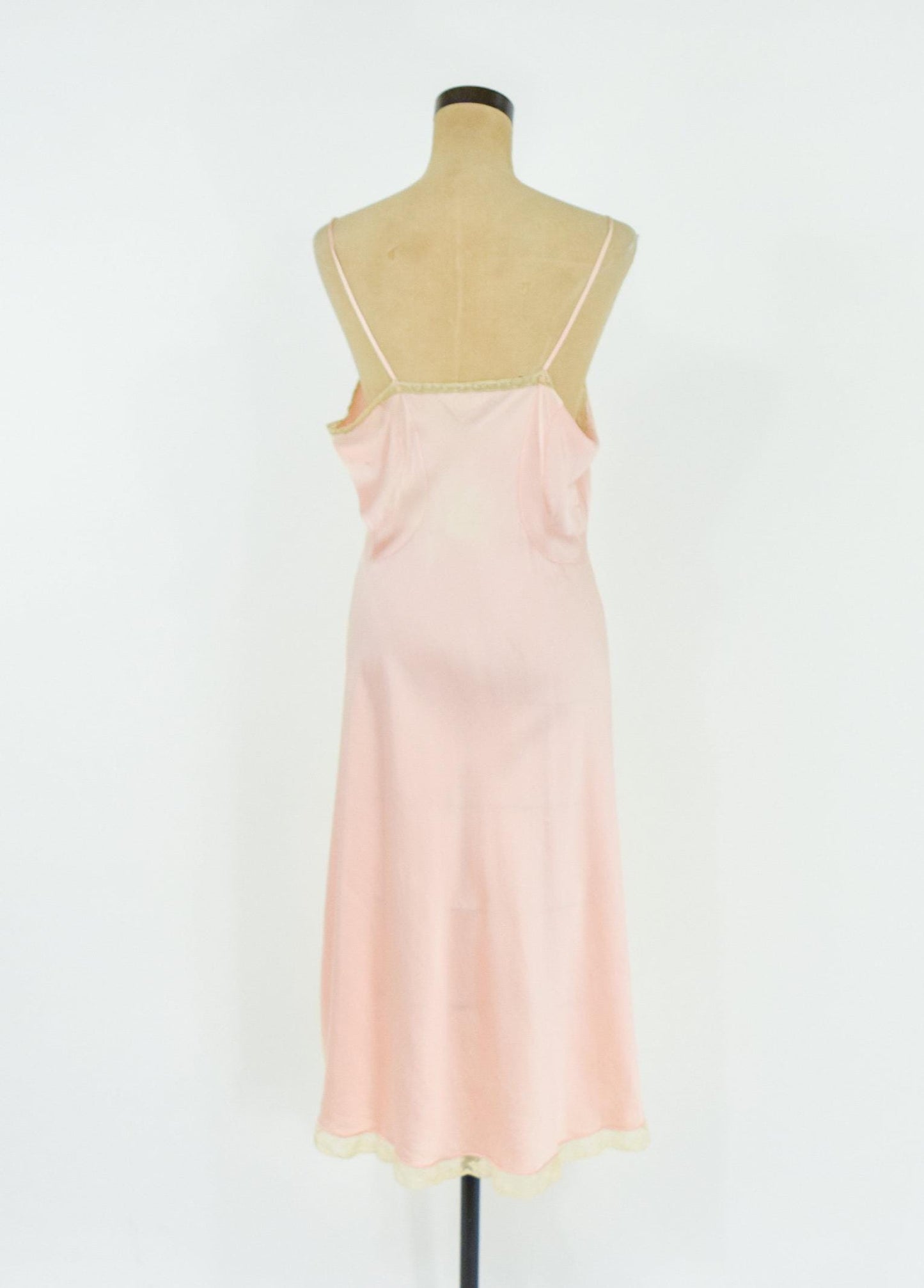 1940s Pink Silk & Lave Slip, Large