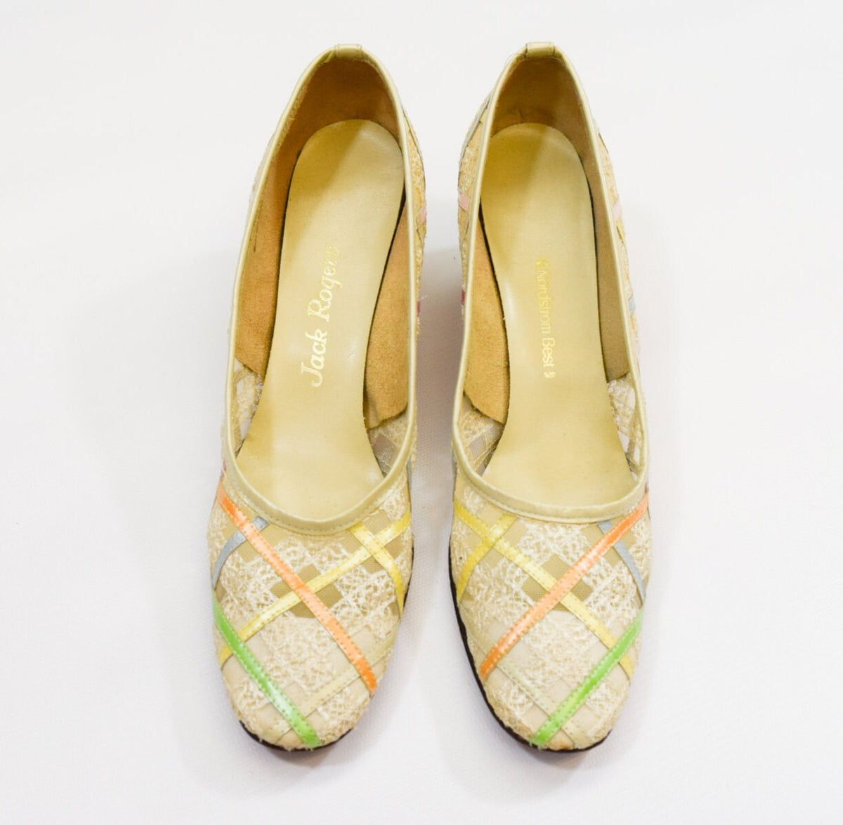 1960s Pastel Plaid Pumps by Jack Rogers, Size 7 Narrow