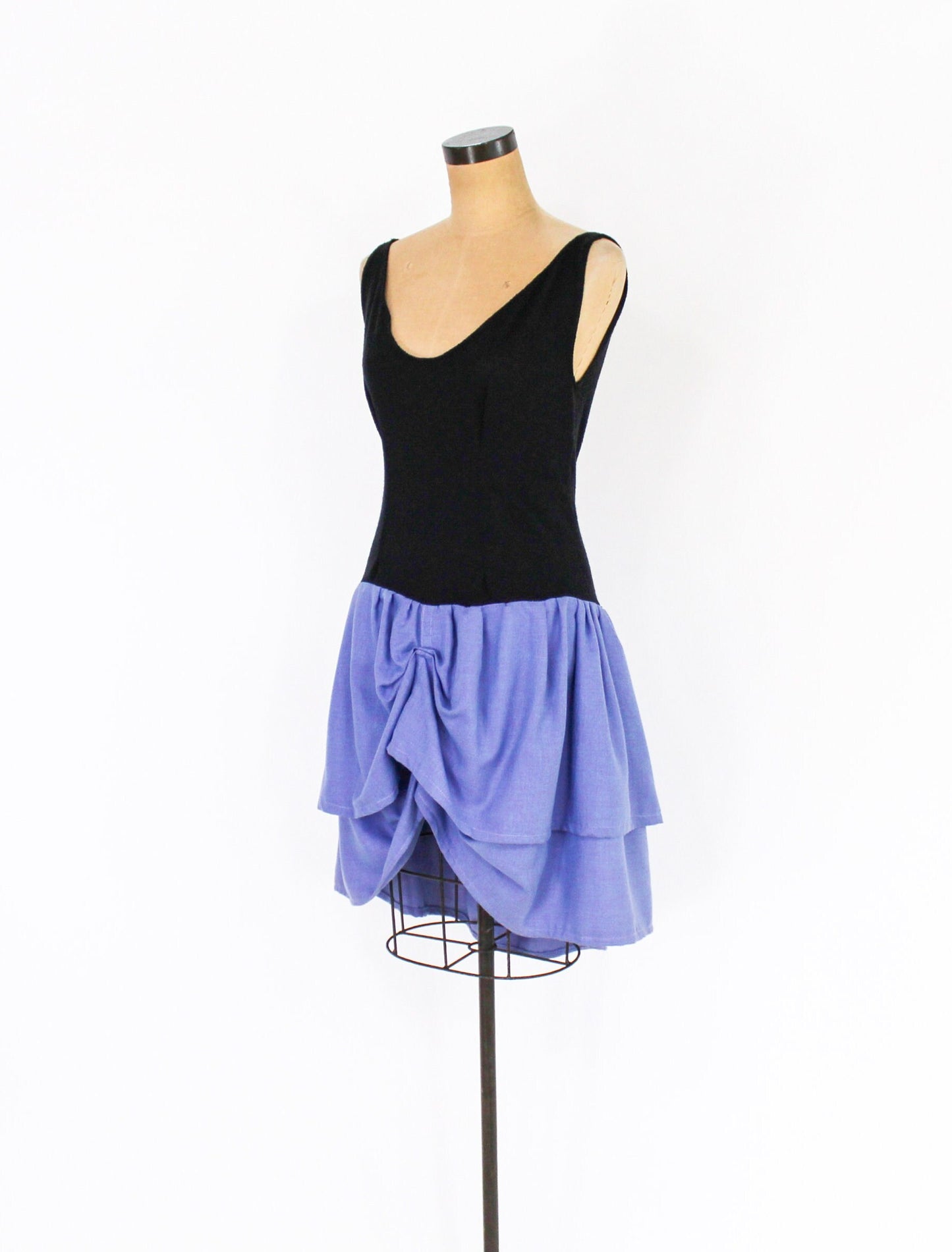 1990s Black & Blue Party Dress | Asymmetrical Dress, Medium