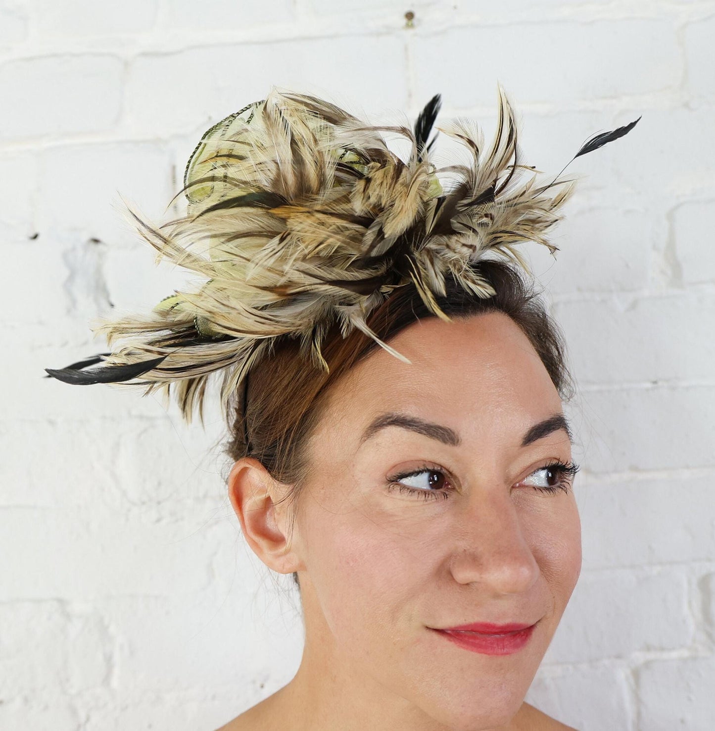 1990s Yellow Feather Fascinator Hat,  Avant Garde Occasion Wear